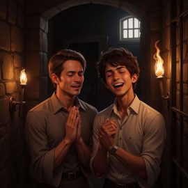 Paul and silas praying and singing in the prison